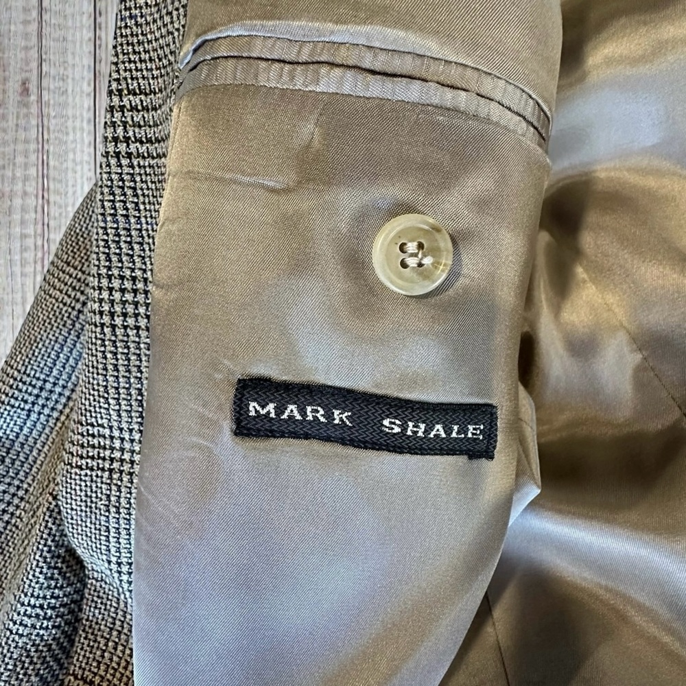 Mark Shale Men’s Brown Houndstooth Check Wool Sport Coat Blazer ~ Size 39R - Picture 2 of 10
